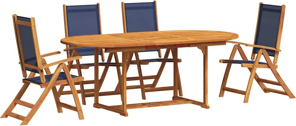 vidaXL Set mobilier de grădină, 5 piese, lemn masiv acacia/textilenă