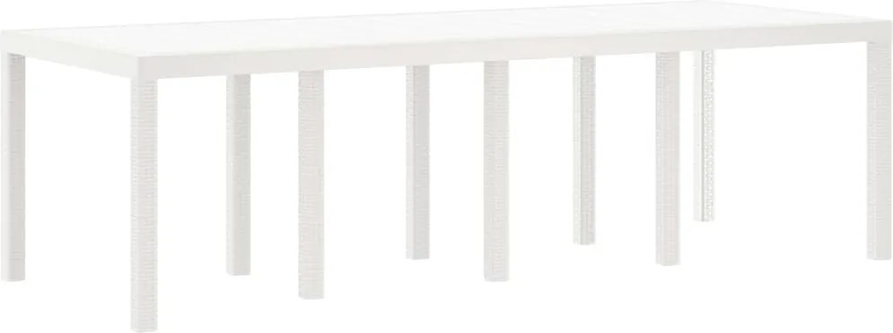 vidaXL Masă de Grădină Alb 250 x 100 x 73 cm poliratan