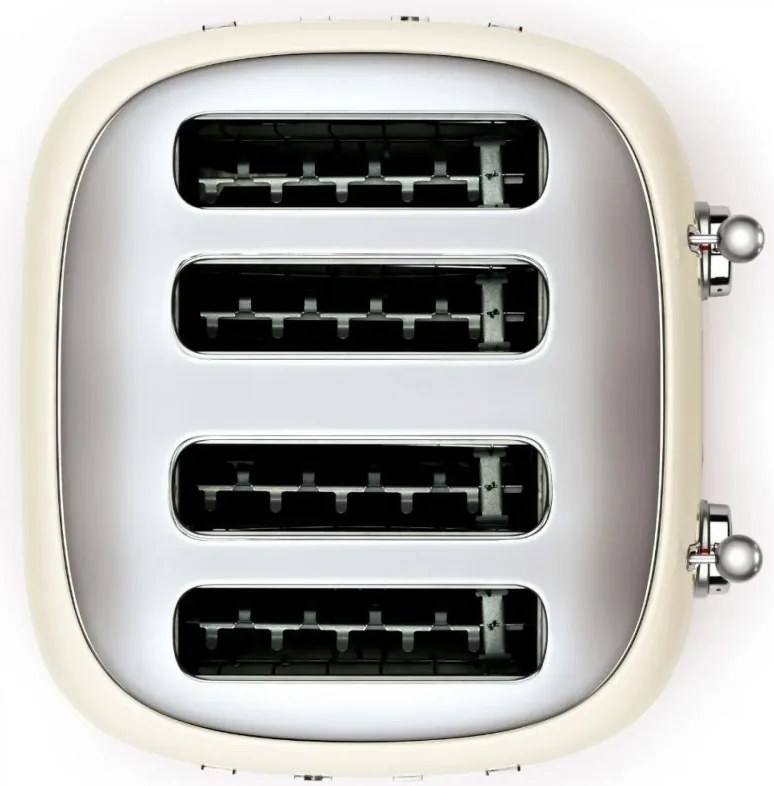 Prăjitor de pâine SMEG 50's Style TSF03CREU, 2000 W, 4 felii, 6 niveluri, Tava pentru firimituri, Cablu integrat, Oțel inoxidabil, Culoare crem