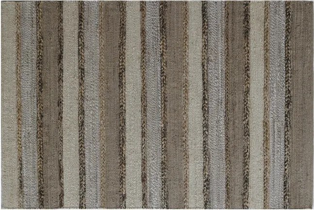 Covor din iută, lână și bumbac țesut manual, antiderapant, multicolor natural, 140 x 200 cm, 2200 GSM, „Jute Wool Carpet"