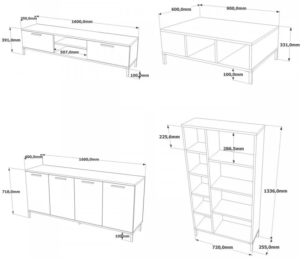 Set Mobilier pentru Sufragerie, RL6-AA, Antracit / Atlantic Pine