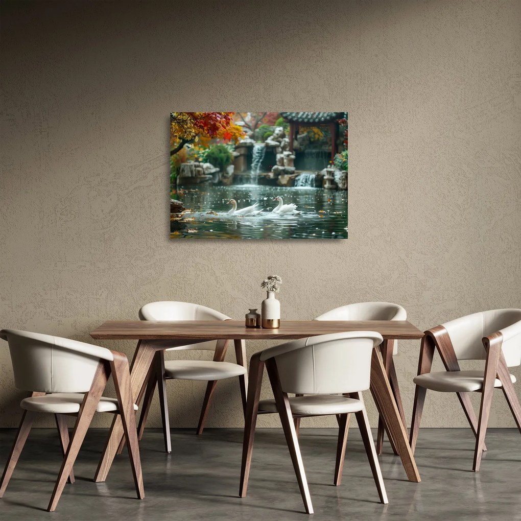 Tablou pe sticlă - iaz asiatic (70x50 cm)