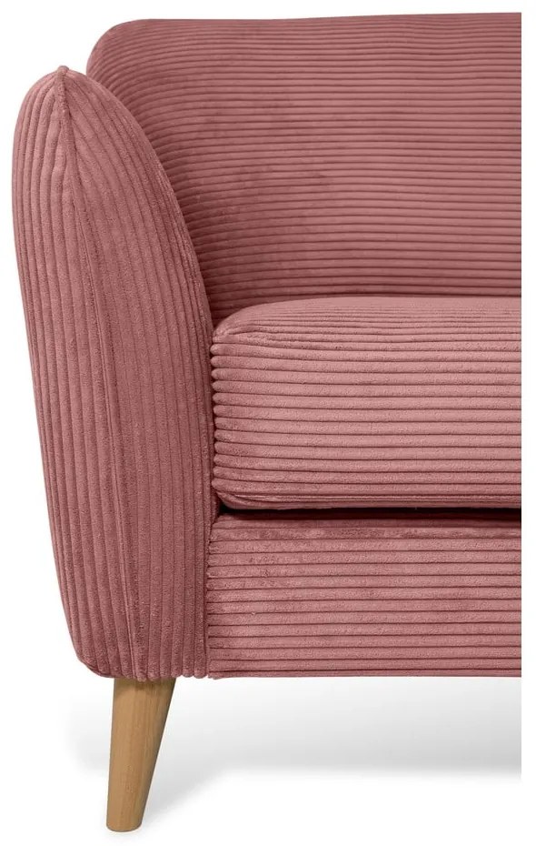 Colțar roz cu tapițerie din catifea reiată (cu colț pe partea dreaptă) Paris – Scandic