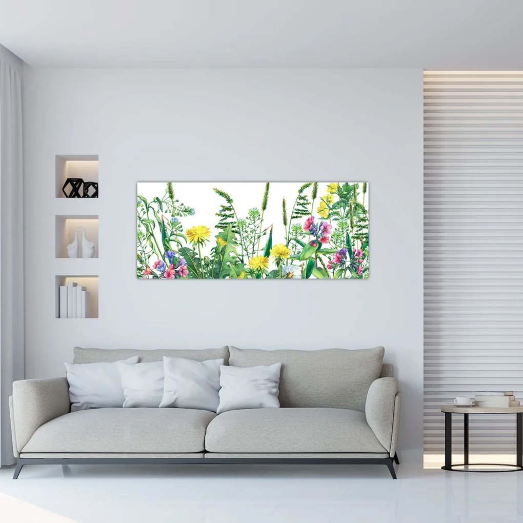 Tablou - Flori de pajiște pictate (120x50 cm)