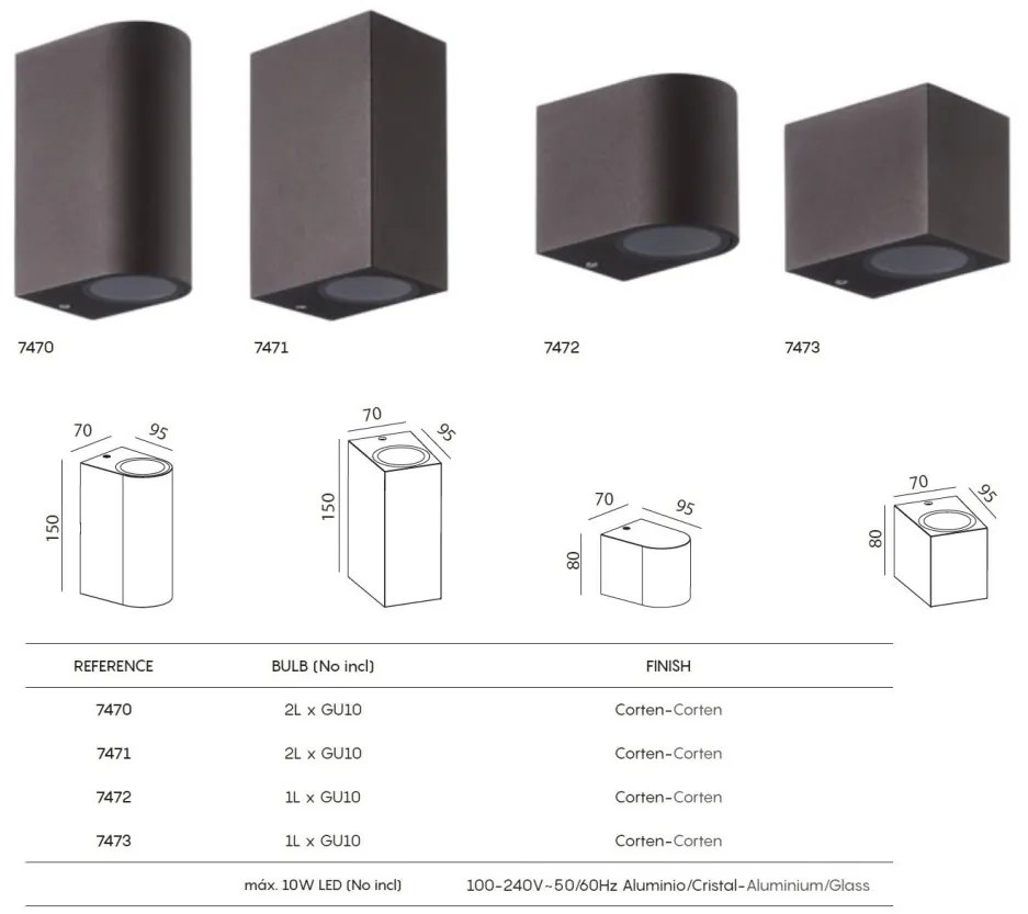 Aplica de perete iluminat exterior ambiental IP54 KANDANCHU 2L