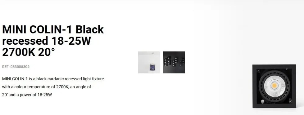 Spot LED incastrabil MINI COLIN-1 Black recessed 18-25W 2700K 20°