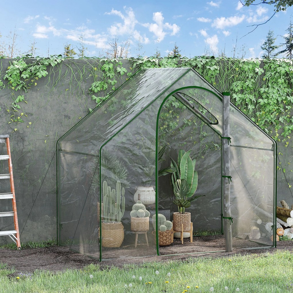 Outsunny sera de gradina, sera din PVC transparent sera pentru plante, legume, fructe 180x105x165 cm | AOSOM RO