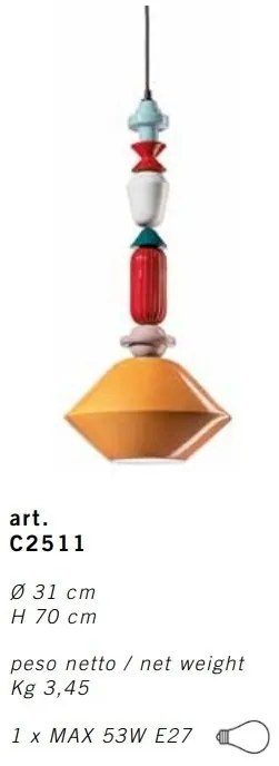 Pendul ceramic design italian realizat manual LARIAT H-70cm