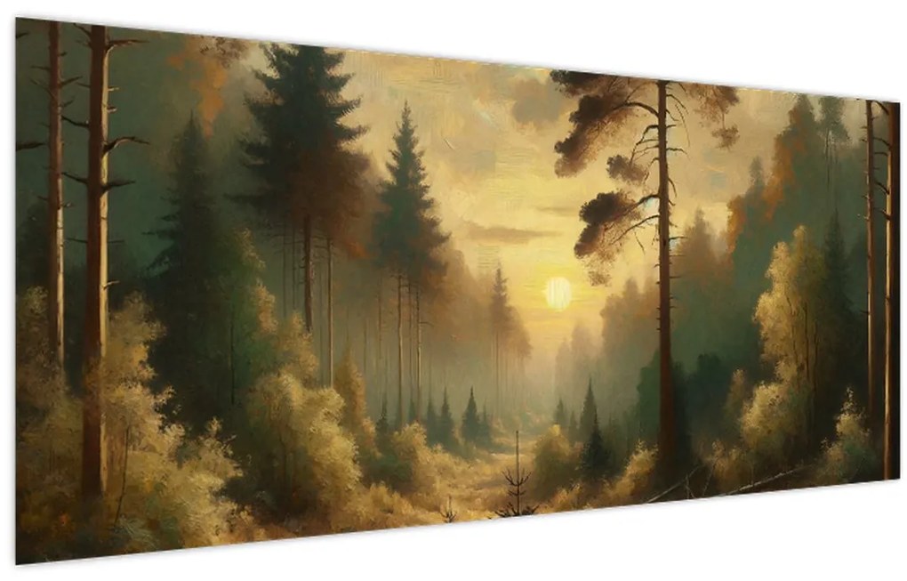 Tablou - Soare strălucind prin pădure (120x50 cm)