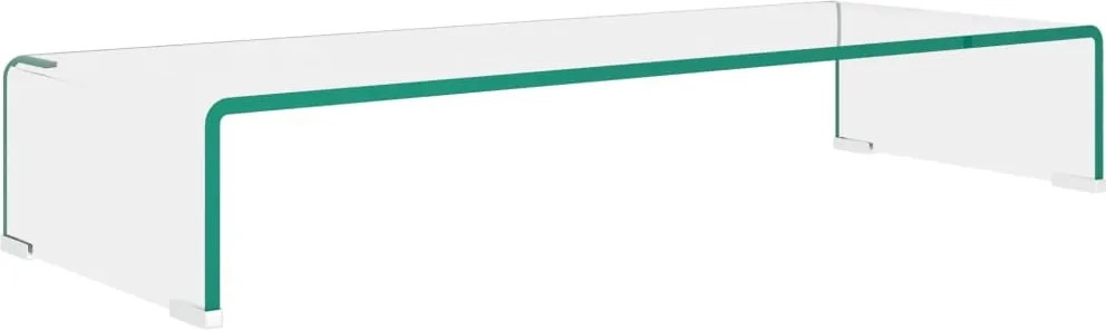 vidaXL Stand TV/Suport monitor, sticlă transparentă, 80x30x13 cm