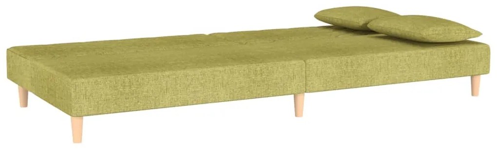 Canapea extensibila cu 2 locuri, 2 perne, verde, textil Verde, Fara scaunel pentru picioare Fara scaunel pentru picioare