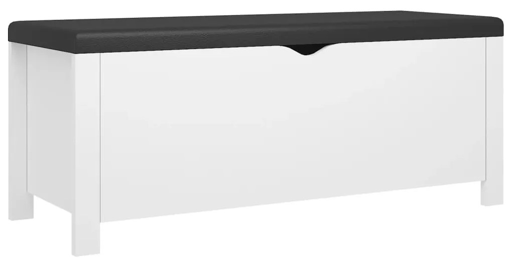 326768 vidaXL Cutie de depozitare cu pernă, alb, 105x40x45 cm, lemn prelucrat