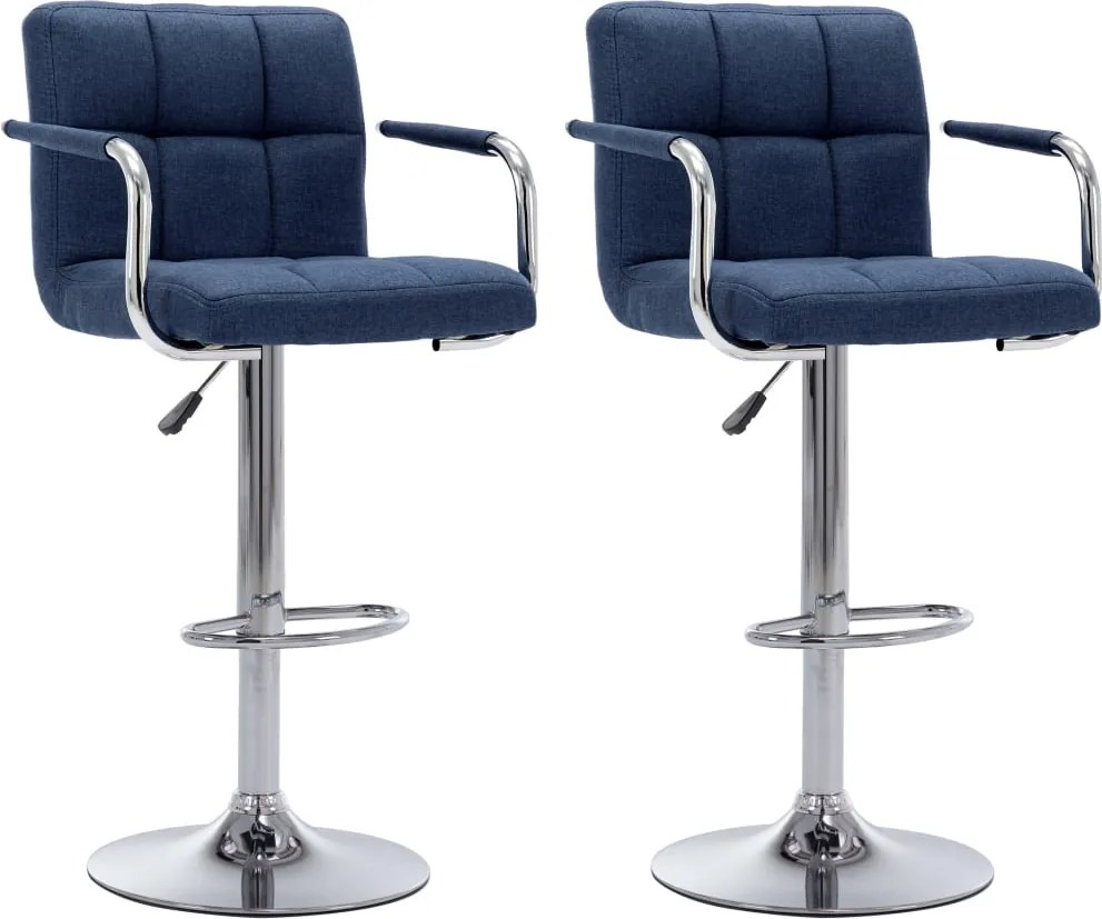 vidaXL Scaune de bar, 2 buc., albastru, material textil