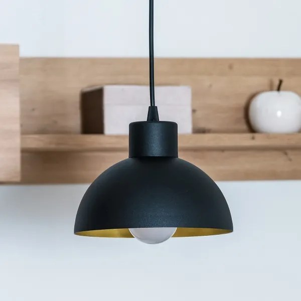 Pendul VESPER pe cablu, 1xE27/15W/230 V, Ø 18 cm, negru/auriu