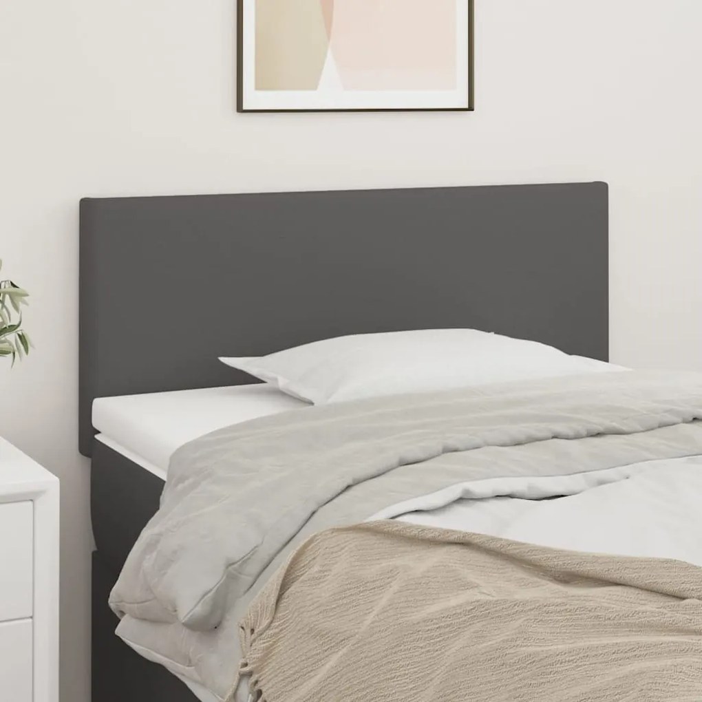 vidaXL Tăblie de pat, gri, 90x5x78/88 cm, piele ecologică