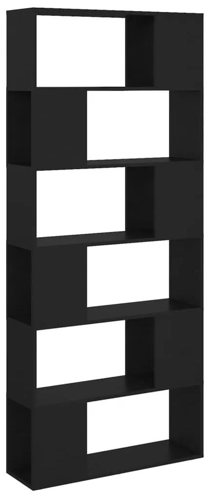 809153 vidaXL Bibliotecă/Separator cameră, negru, 80x24x186 cm, PAL