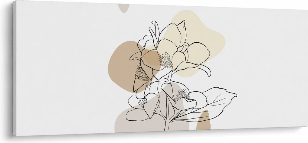 Tablou - Flori bej cu fluture N⁰1 (120x50 cm)