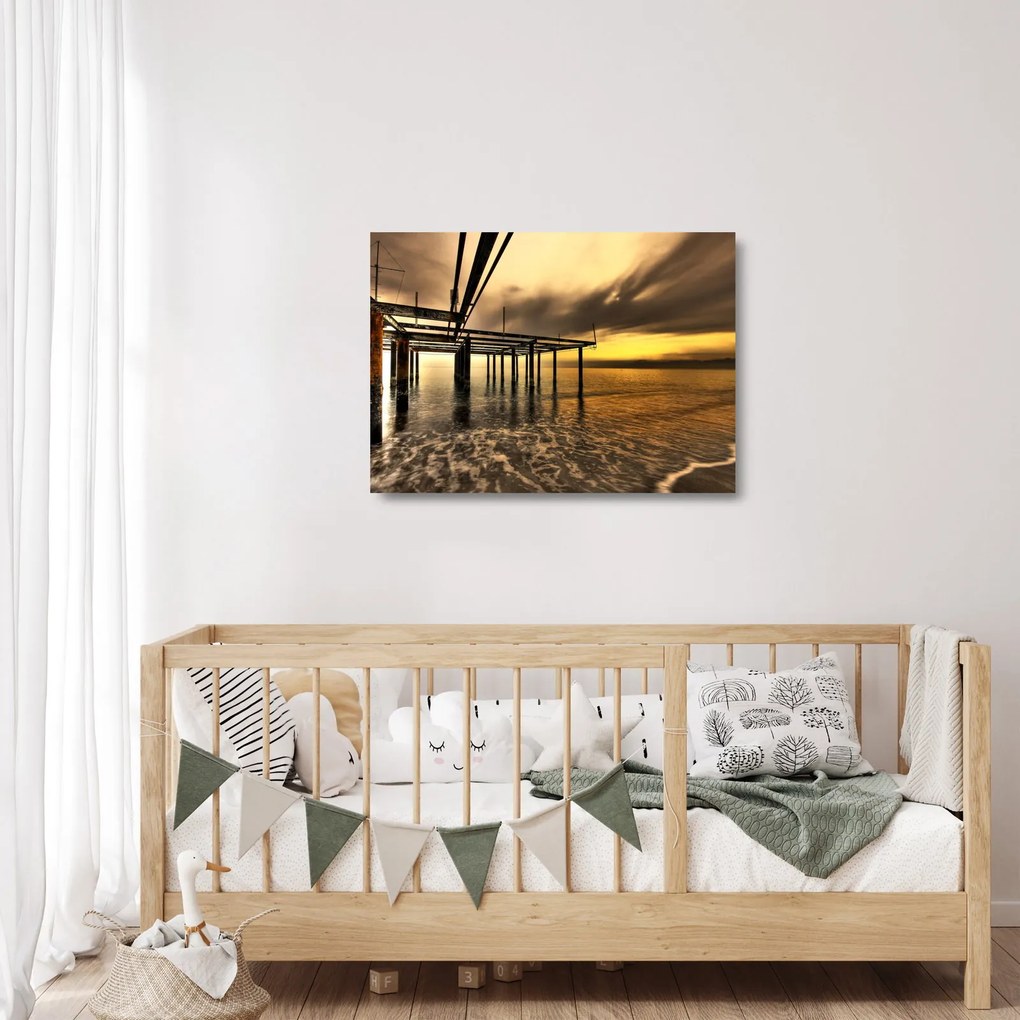 Tablou pe sticlă - Arhitectura la mal (70x50 cm)