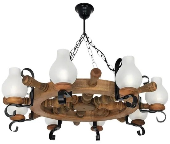 Brilagi - Candelabru suspendat pe lanț TIMONA, 8xE14/40W/230V, Ø 70 cm, fag