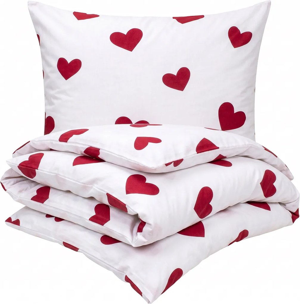 Lenjerie de pat din bumbac 4Home Red Hearts, 140 x 200 cm, 70 x 90 cm