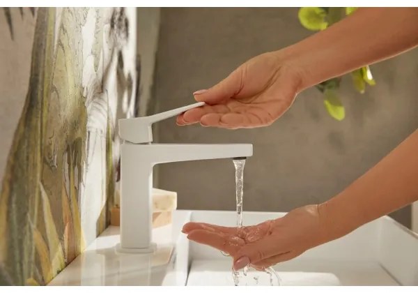 KFA Armatura 4522-815-44 - Baterie pentru lavoar MALAGA 15,9 cm, albă, cu ventil de scurgere click-clack