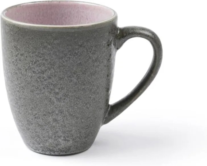 Cană cu toartă din ceramică și glazură interioară roz Bitz Mensa, 300 ml, gri