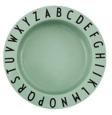 Farfurie adâncă pentru copii Design Letters Eat & Learn, ø 15,5 cm, verde