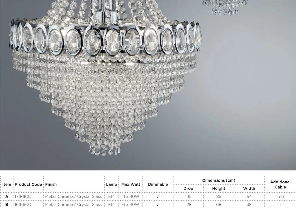 Lustra cristal design LUX Louis Philippe 6L 1611-6CC SRT