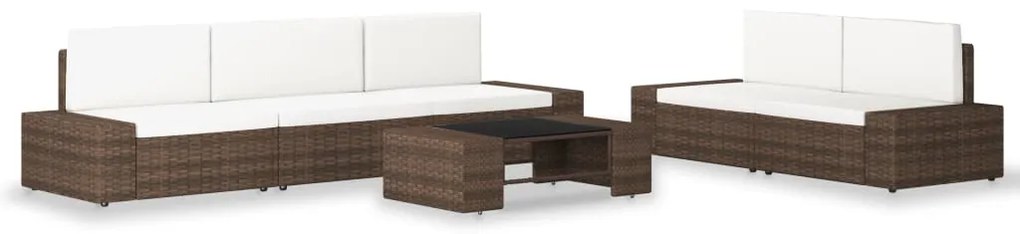 vidaXL Set mobilier de grădină, 6 piese, maro, poliratan