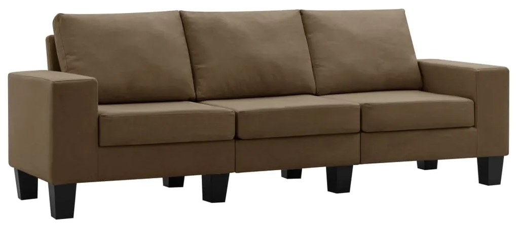 287123 vidaXL Canapea cu 3 locuri, maro, material textil