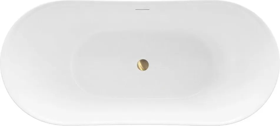 Cada freestanding cu ventil cupru periat Rea Ferrano Slim 160 cm alb