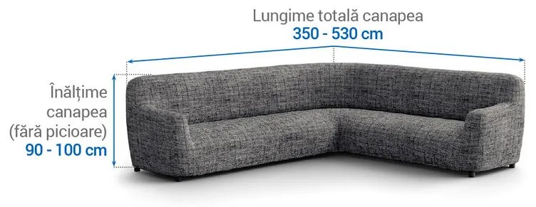 Huse bielastice VITTORIA gri colţar (l. 350 - 530 cm)