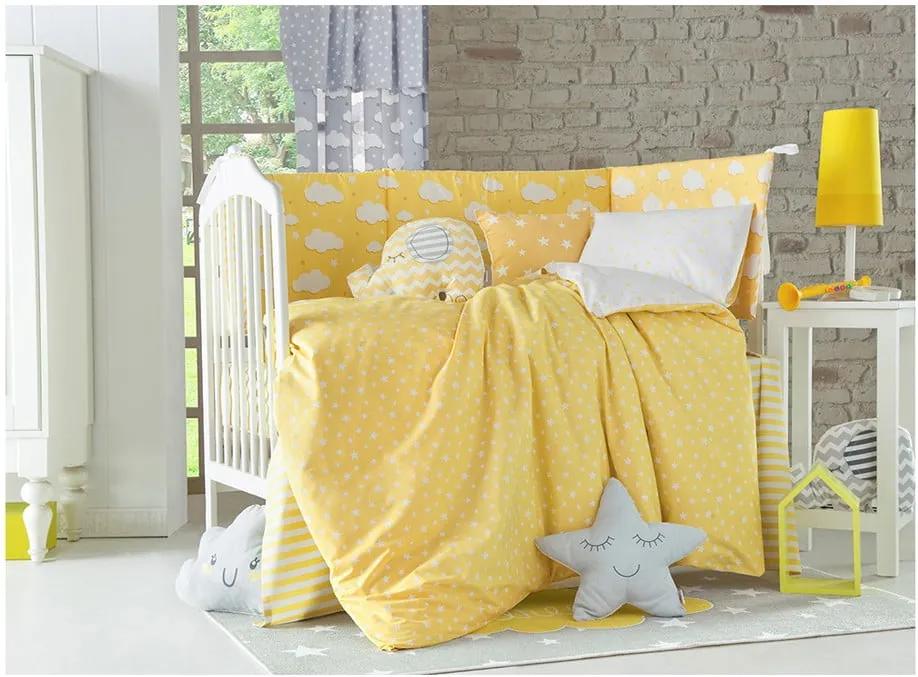 Lenjerie de pat cu cearceaf pentru copii Apolena Carino, 90 x 120 cm, galben