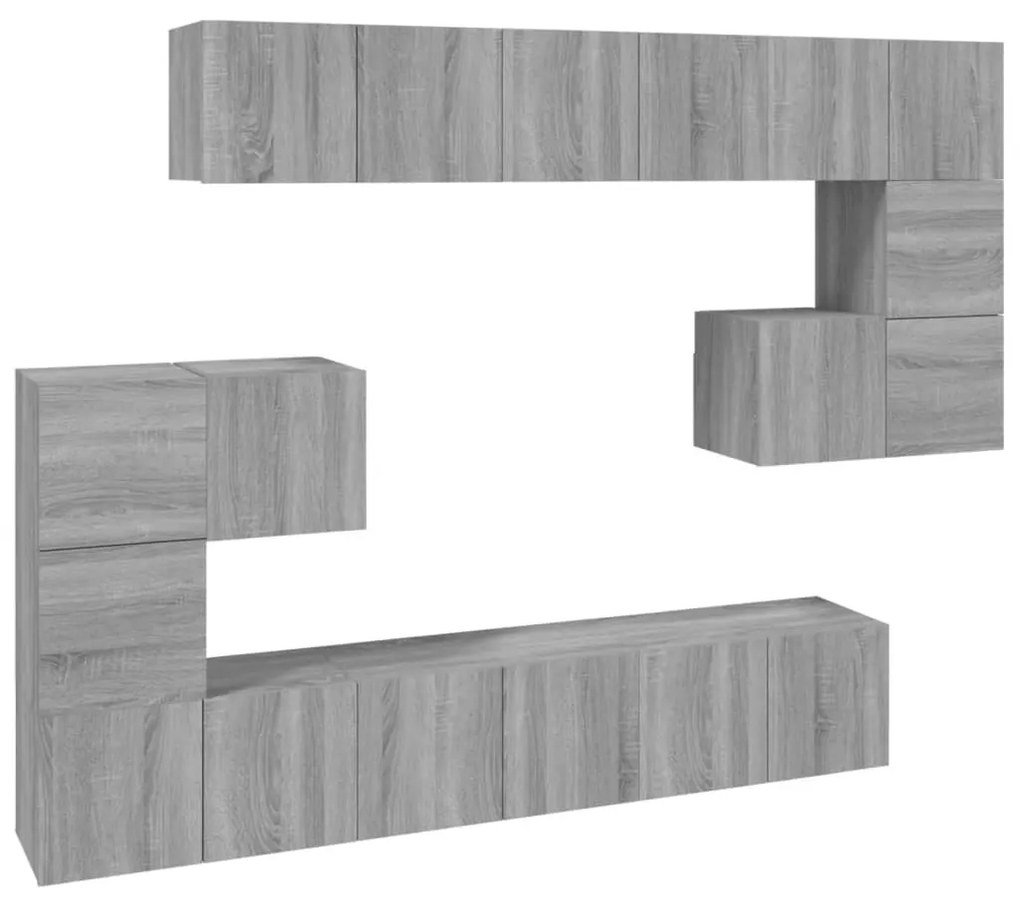 3120306 vidaXL Set dulapuri TV, 10 piese, gri sonoma, lemn compozit