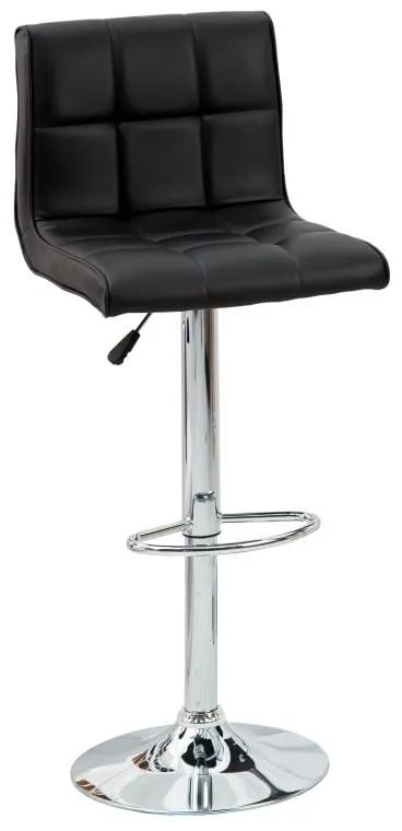 Set 2 scaune bar ajustabile Modena negre din piele si cadru metalic, 90-115 cm