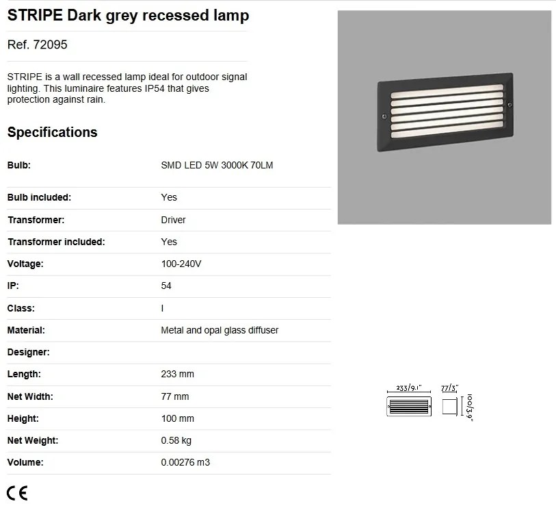 Spot LED incastrabil de exterior IP54 iluminat ambiental STRIPE gri
