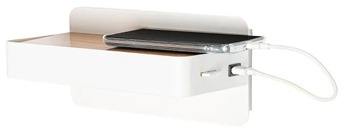 Aplica de perete moderna alba incluzând LED cu USB și întrerupător - Ted
