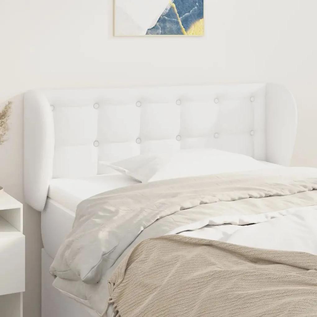 Tablie de pat cu aripioare alb 103x23x78 88 cm piele ecologica 1, Alb, 103 x 23 x 78 88 cm
