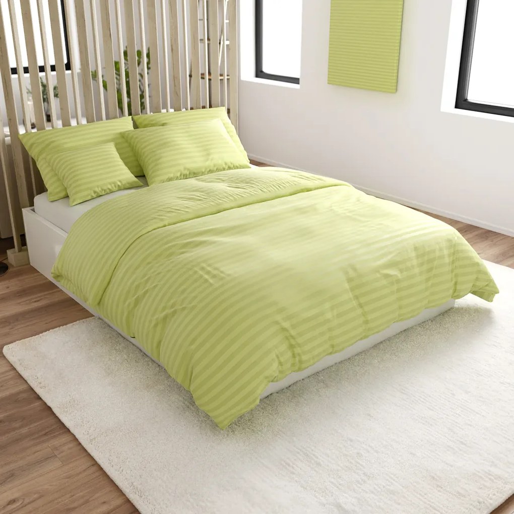 Lenjerie de pat din microfibra pentru hotel JASMINE fistic - dunga 2 cm Dimensiune lenjerie de pat: 70 x 90 cm | 140 x 200 cm