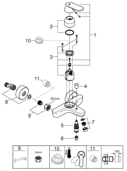 GROHE 32831000 - Baterie pentru cadă EUROSMART COSMOPOLITAN DN 15, crom lucios