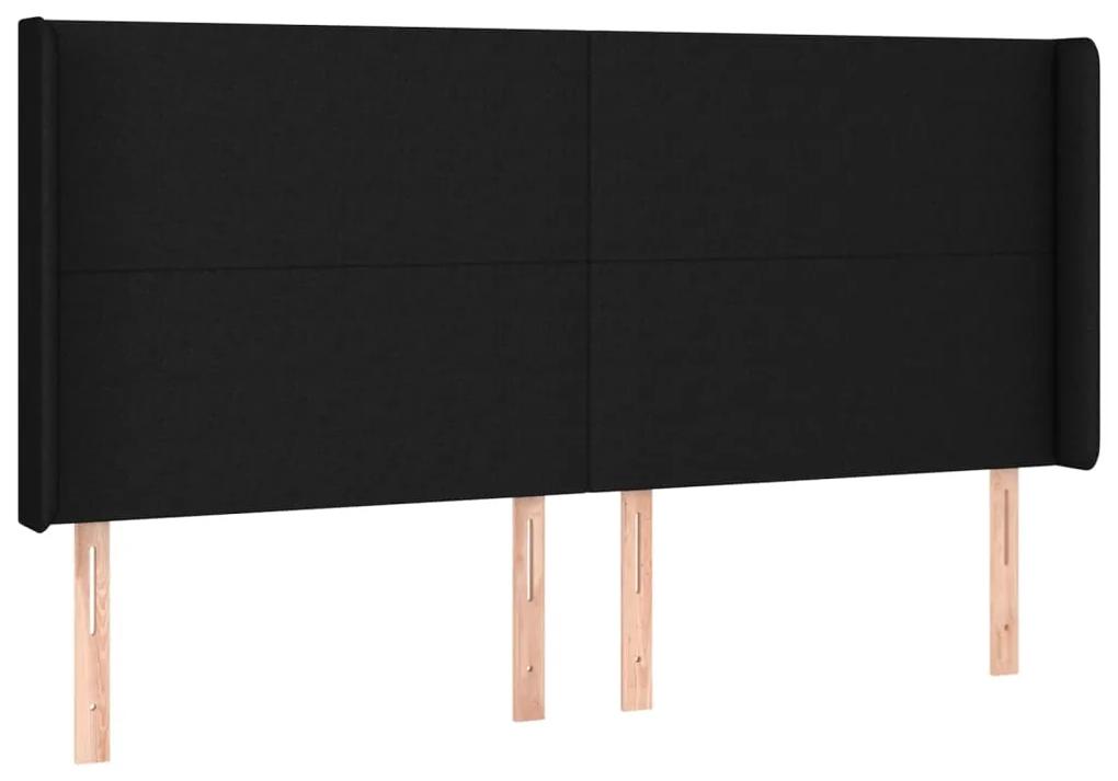 Pat box spring cu saltea, negru, 200x200 cm, textil Negru, 200 x 200 cm, Design simplu