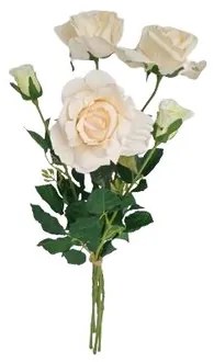 Floare artificială Trandafir alb, 68 cm, 5 buc