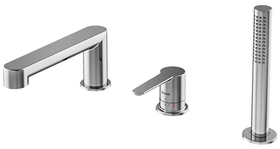 Ravak PURI - Baterie pentru cadă cu 3 găuri, crom lucios, X070142
