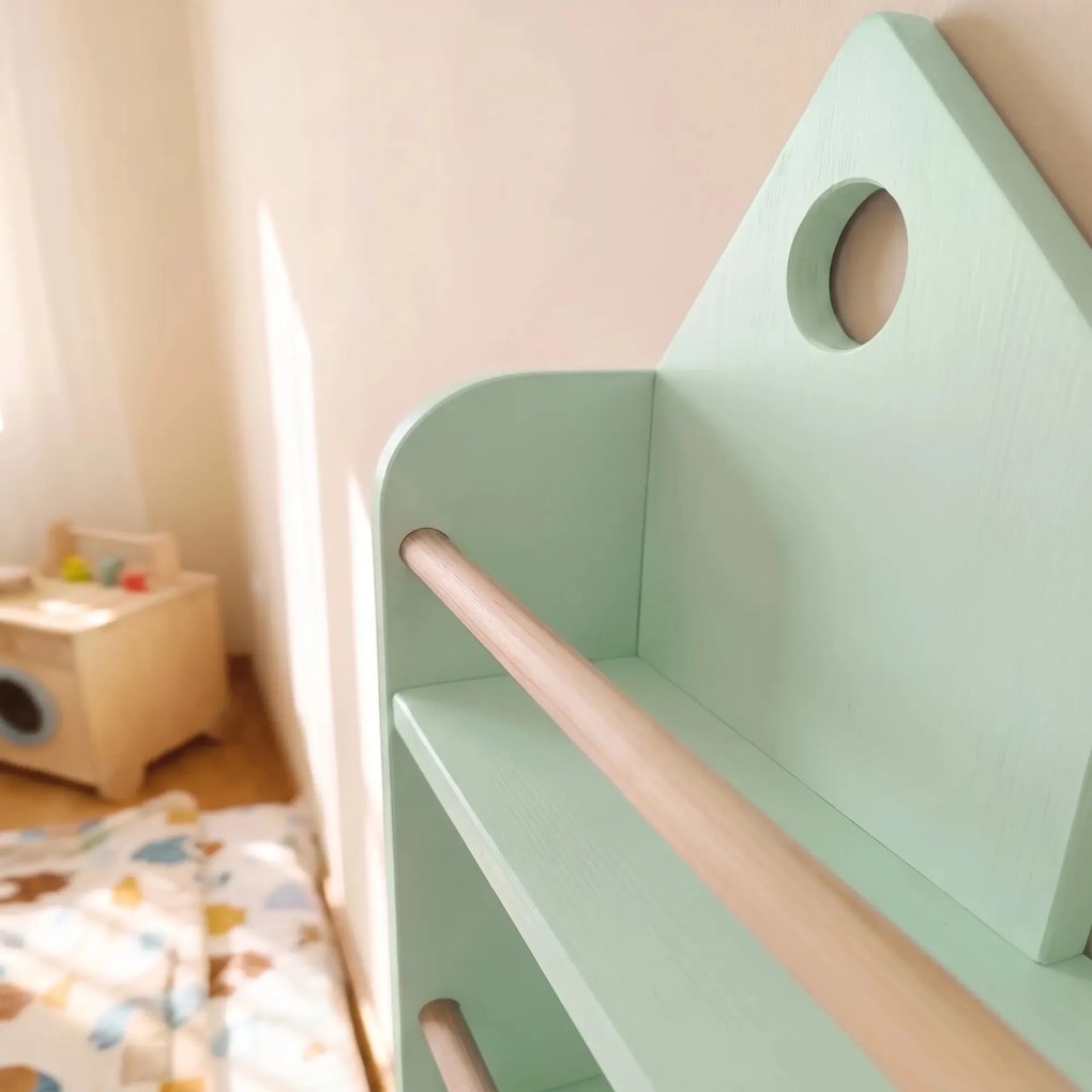 Bibliotecă de perete pentru copii NESTA Verde