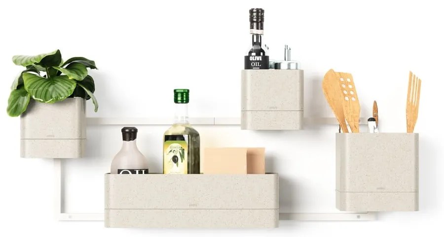 Ghivece 4 buc. din plastic pentru ierburi aromatice, de agățat, de perete Cubiko – Umbra