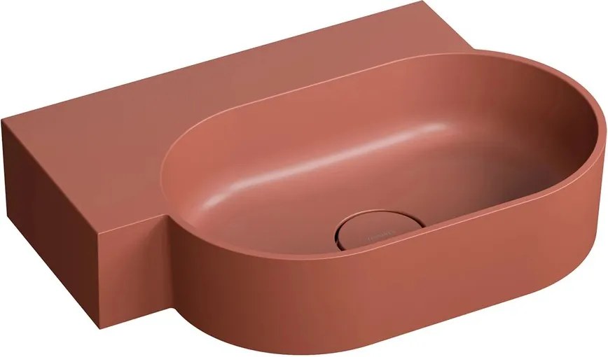 Lavoar suspendat Omnires Ovo M+ finisaj portocaliu mat 55.5 cm stanga