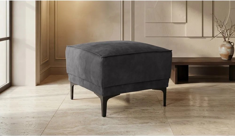 Taburet gri antracit cu tapițerie din imitație de piele Copenhagen – Scandic