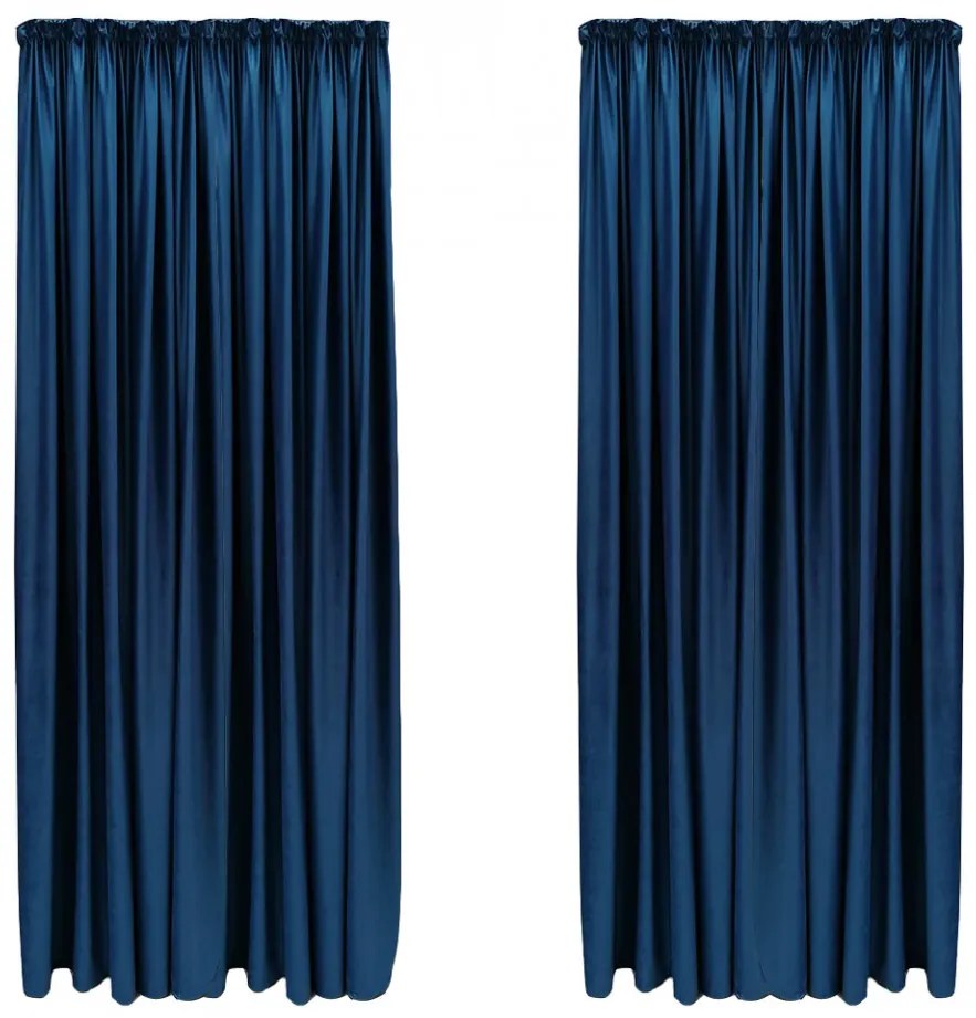 SET DRAPERIE CATIFEA VELVET CU REJANSA DE 8 CM BLEUMARIN