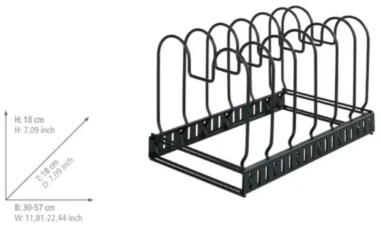 WENKO 53149100 - Suport pentru capace și tigăi, 18 x 18 cm, negru
