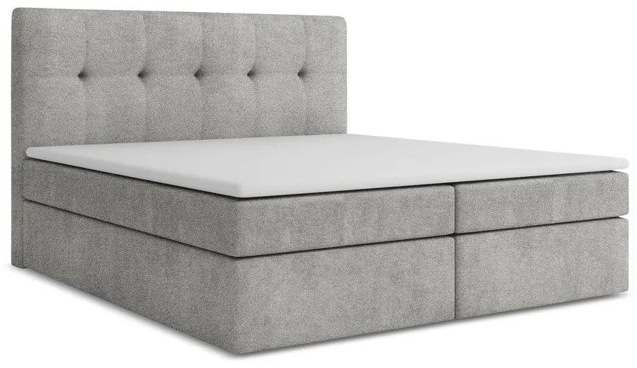 Pat boxspring gri deschis cu spațiu de depozitare 160x200 cm Palta – Makamii